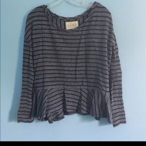 🥳HP🥳 Free People Blue Thermal Peplum Long Sleeved Top